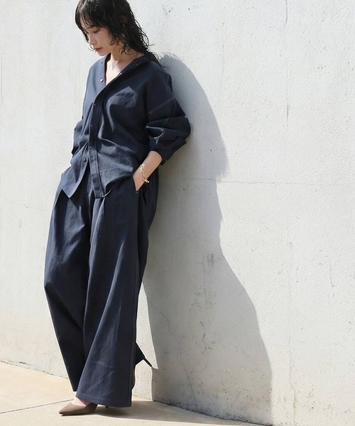 antiqua(アンティカ)の「配色ステッチ シャツ(シャツ/ブラウス・レディース・ネイビー/アイボリー/ブラック・P/R)」の17枚目の写真