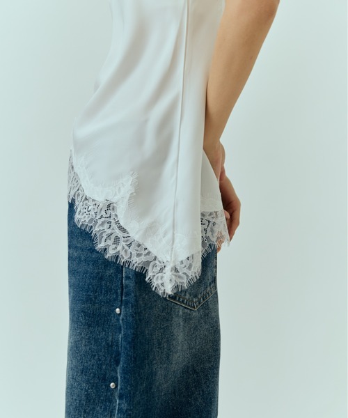 DRWCYS(ドロシーズ)の「アシメレースサテンキャミ(キャミソール・レディース・ホワイト/ブラック・FREE)」の8枚目の写真