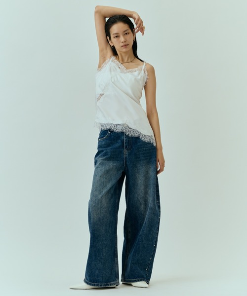 DRWCYS(ドロシーズ)の「アシメレースサテンキャミ(キャミソール・レディース・ホワイト/ブラック・FREE)」の10枚目の写真