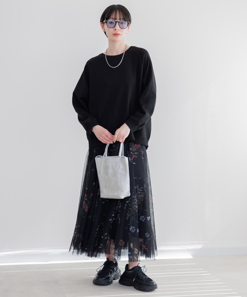 Paradise Picnic（パラダイスピクニック）の「TRANOI. ボタニカルチュールスカート（スカート・レディース・ブラック/ベージュ・FREE）」の5枚目の写真