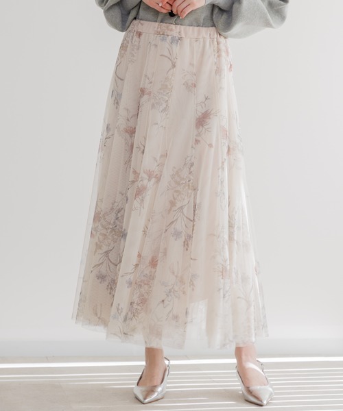 Paradise Picnic（パラダイスピクニック）の「TRANOI. ボタニカルチュールスカート（スカート・レディース・ブラック/ベージュ・FREE）」の14枚目の写真