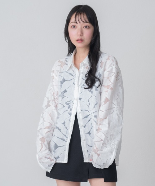 MISCH MASCH（ミッシュマッシュ）の「2026春夏新作 WEB限定 シアー襟付きブラウス（シャツ/ブラウス・レディース・ホワイト・ﾌﾘ-）」の14枚目の写真