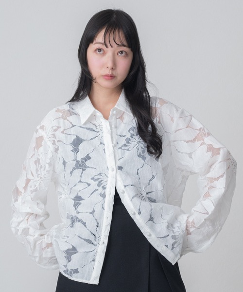 MISCH MASCH（ミッシュマッシュ）の「2026春夏新作 WEB限定 シアー襟付きブラウス（シャツ/ブラウス・レディース・ホワイト・ﾌﾘ-）」の18枚目の写真