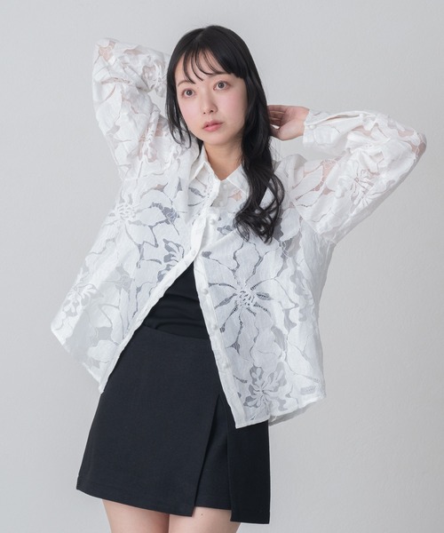 MISCH MASCH（ミッシュマッシュ）の「2026春夏新作 WEB限定 シアー襟付きブラウス（シャツ/ブラウス・レディース・ホワイト・ﾌﾘ-）」の20枚目の写真