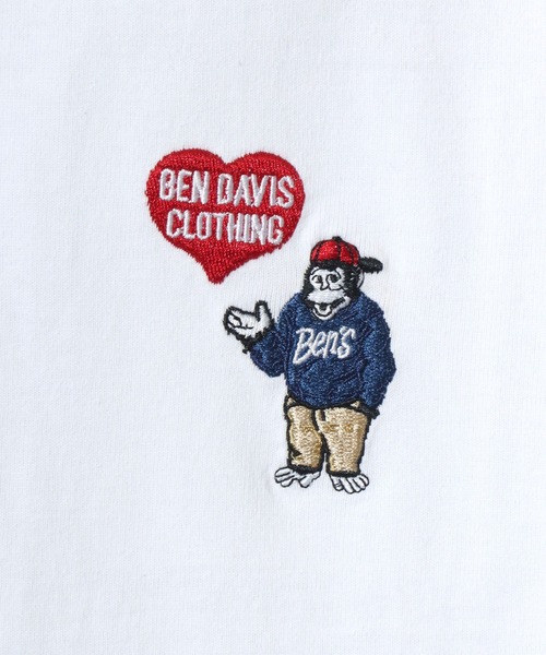 BEN DAVIS（ベンデイビス）の「BEN DAVIS/ベンデイビス HEART GORILLA LS TEE/ハートゴリラ ロゴ ワンポイント刺繍 ロングスリーブTシャツ/ロンT/レディース メンズ（Tシャツ/カットソー・メンズ・ブラック/ホワイト/ピンク・M/L/XL）」の12枚目の写真
