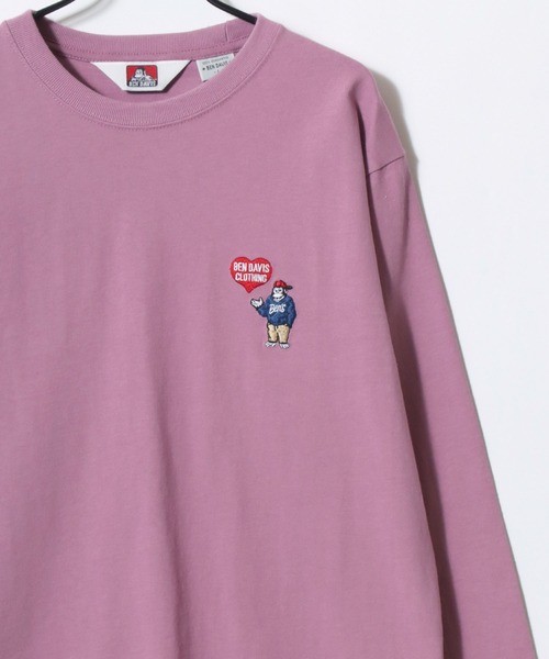 BEN DAVIS（ベンデイビス）の「BEN DAVIS/ベンデイビス HEART GORILLA LS TEE/ハートゴリラ ロゴ ワンポイント刺繍 ロングスリーブTシャツ/ロンT/レディース メンズ（Tシャツ/カットソー・メンズ・ブラック/ホワイト/ピンク・M/L/XL）」の6枚目の写真