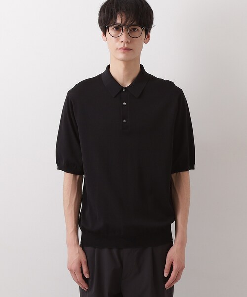 THE SHOP TK (ザ ショップ ティーケー )の「《KURO》半袖ニットポロシャツ 接触冷感(ポロシャツ・メンズ・ブラック・01/02/03/04)」の2枚目の写真