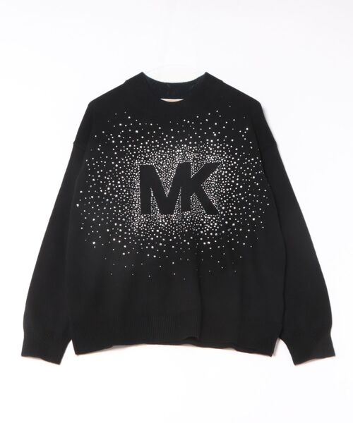 MICHAEL KORS(マイケルコース)の「MKラインストーンロゴ クルーネック セーター(ニット/セーター・レディース・ブラック・M)」の1枚目の写真