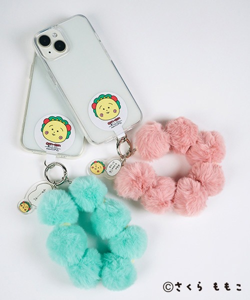 studio CLIP（スタディオクリップ）の「フェイクファーボールスマホストラップ[COJI‐COJIコラボ2026]（スマホグッズ・レディース・ライトブルー/ピンク・FREE）」の3枚目の写真