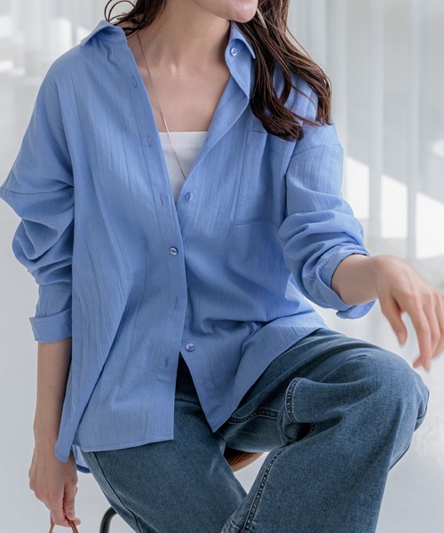 BELLUNA PLUS(ベルーナ)の「バックシャーリングデザインシャツ(シャツ/ブラウス・レディース・コーラル/イエロー/ホワイト系/サックスブルー・MEDIUM/LARGE/X-LARGE)」の9枚目の写真