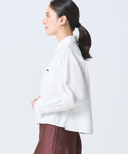 LACOSTE(ラコステ)の「デニムクロップドシャツ(シャツ/ブラウス・レディース・ブルー/オフホワイト・38/40/36/34)」の8枚目の写真