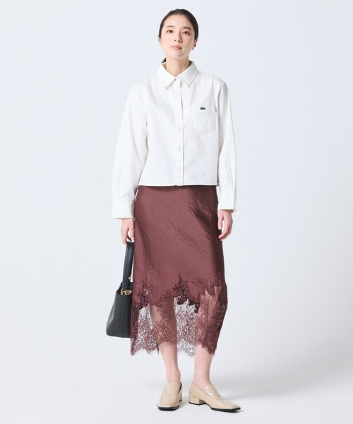 LACOSTE(ラコステ)の「デニムクロップドシャツ(シャツ/ブラウス・レディース・ブルー/オフホワイト・38/40/36/34)」の10枚目の写真