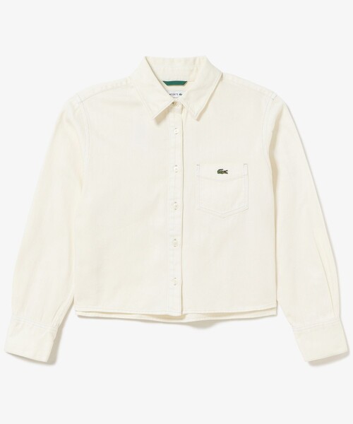 LACOSTE(ラコステ)の「デニムクロップドシャツ(シャツ/ブラウス・レディース・ブルー/オフホワイト・38/40/36/34)」の12枚目の写真