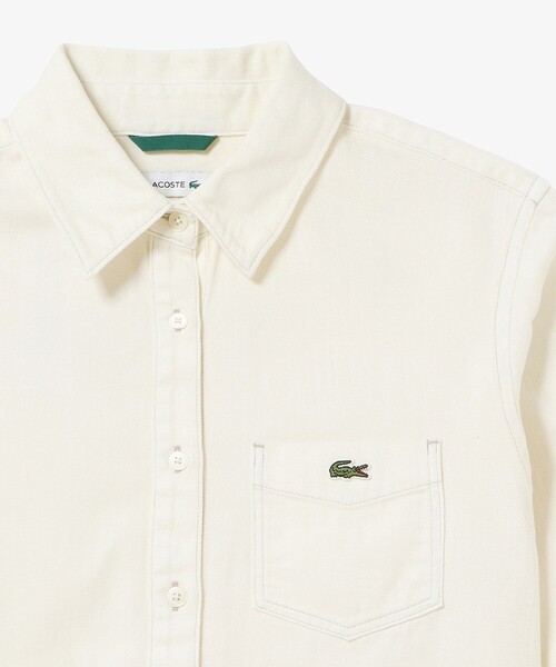 LACOSTE(ラコステ)の「デニムクロップドシャツ(シャツ/ブラウス・レディース・ブルー/オフホワイト・38/40/36/34)」の14枚目の写真