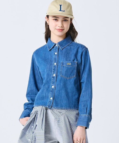 LACOSTE(ラコステ)の「デニムクロップドシャツ(シャツ/ブラウス・レディース・ブルー/オフホワイト・38/40/36/34)」の18枚目の写真