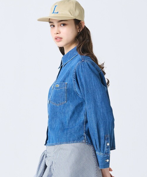 LACOSTE(ラコステ)の「デニムクロップドシャツ(シャツ/ブラウス・レディース・ブルー/オフホワイト・38/40/36/34)」の19枚目の写真