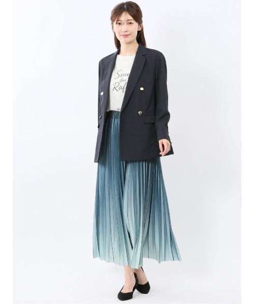 m.f.editorial(エムエフエディトリアル)の「【シアー素材 軽量 ウォッシャブル】m.f.エディトリアル レディース 麻調合繊 ダブル ジャケット 紺(テーラードジャケット・レディース・ネイビー・MEDIUM/LARGE)」の10枚目の写真