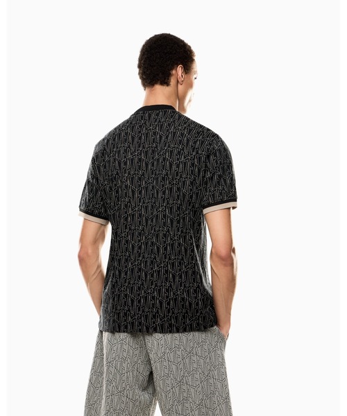 EMPORIO ARMANI EA7（エンポリオアルマーニイーエーセブン）の「【エンポリオ アルマーニ EA7】クルーネックTシャツ コットンジャージー ジャカード（Tシャツ/カットソー・メンズ・ブラック・X-SMALL/SMALL）」の3枚目の写真