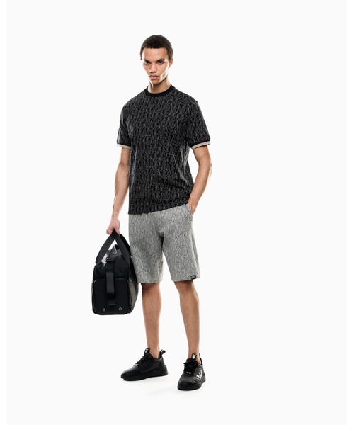 EMPORIO ARMANI EA7（エンポリオアルマーニイーエーセブン）の「【エンポリオ アルマーニ EA7】クルーネックTシャツ コットンジャージー ジャカード（Tシャツ/カットソー・メンズ・ブラック・X-SMALL/SMALL）」の4枚目の写真