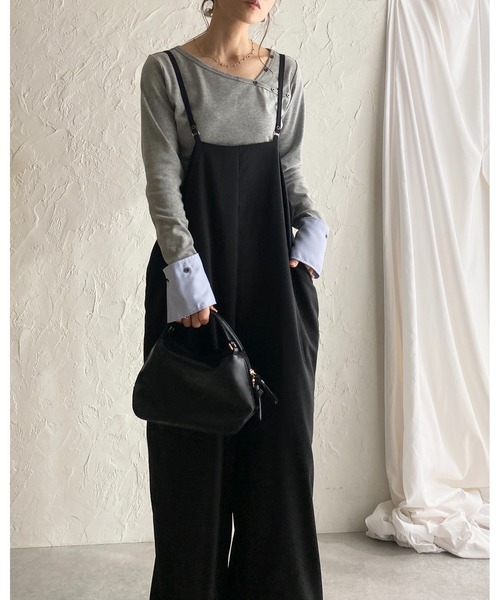 She's Closet(シーズクローゼット)の「長袖 配色バイカラー カフスシャツ レイヤード風トップス(Tシャツ/カットソー・レディース・杢グレー/ブラック/アイボリー・FREE)」の5枚目の写真