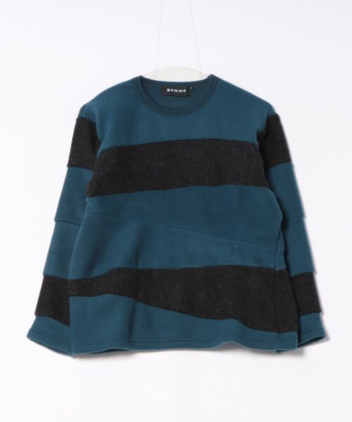 gomme（ゴム）の「モッサジャージ　切替ボーダーＴ（Tシャツ/カットソー・レディース・ブルー/ブラック・MEDIUM）」の2枚目の写真