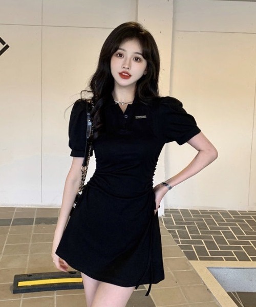 NoBelle(ノベル)の「ポロシャツ半袖ミニワンピース(ワンピース・レディース・ブラック・M/S/L)」の2枚目の写真