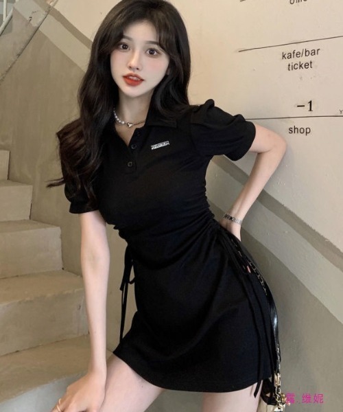 NoBelle(ノベル)の「ポロシャツ半袖ミニワンピース(ワンピース・レディース・ブラック・M/S/L)」の3枚目の写真
