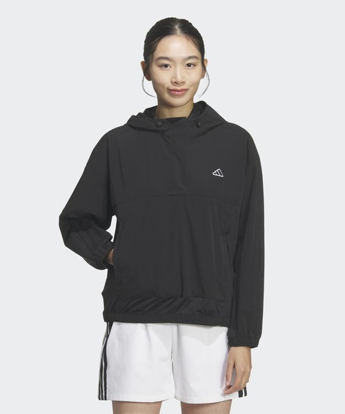 スリーストライプス長袖フードアノラックジャケット【adidas Golf