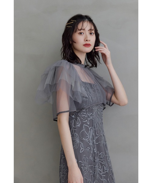 niana(ニアナ)の「ボレロセットフラワースパンコールドレス 2点セット キャミワンピース 結婚式 二次会 同窓会 パーティードレス オケージョンドレス お呼ばれ(ドレス・レディース・グリーン/チャコール/ブラック/グレイッシュベージュ・L/M/S)」の8枚目の写真