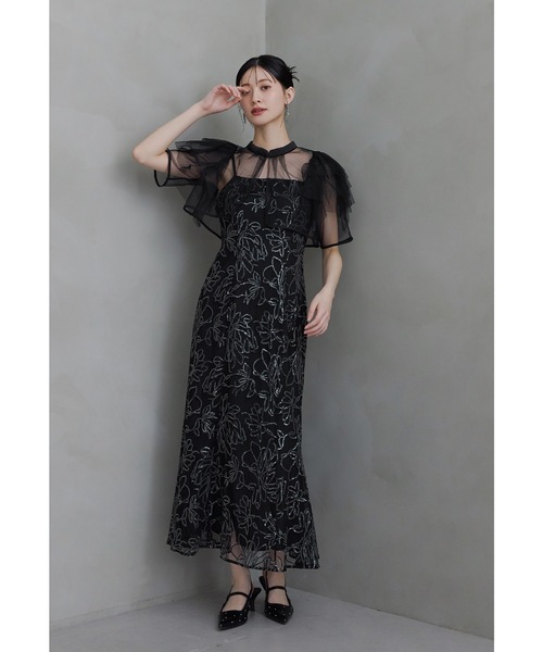 niana(ニアナ)の「ボレロセットフラワースパンコールドレス 2点セット キャミワンピース 結婚式 二次会 同窓会 パーティードレス オケージョンドレス お呼ばれ(ドレス・レディース・グリーン/チャコール/ブラック/グレイッシュベージュ・L/M/S)」の11枚目の写真