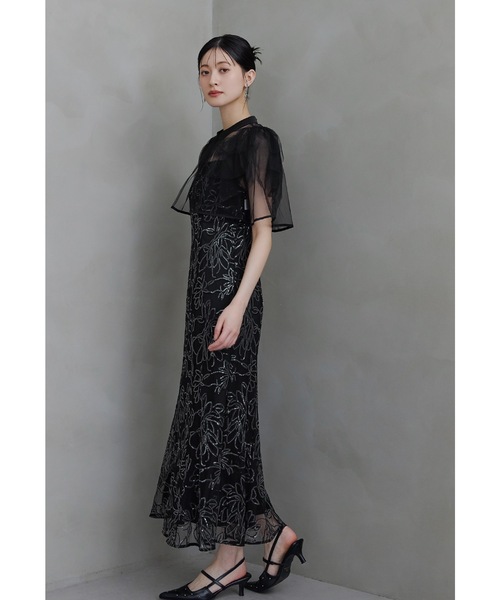niana(ニアナ)の「ボレロセットフラワースパンコールドレス 2点セット キャミワンピース 結婚式 二次会 同窓会 パーティードレス オケージョンドレス お呼ばれ(ドレス・レディース・グリーン/チャコール/ブラック/グレイッシュベージュ・L/M/S)」の12枚目の写真