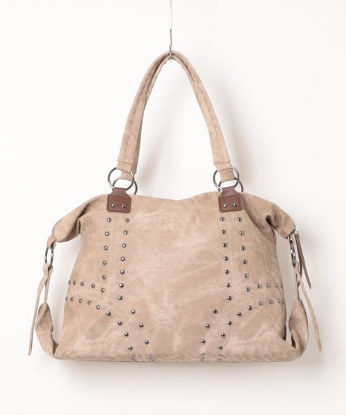 IO(イオ)(イオ)の「HERB/Studded 2Way Boston Bag/2ウェイボストンバッグ(ボストンバッグ・レディース・ベージュ/ブラウン・FREE)」の1枚目の写真