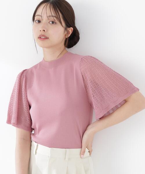 PROPORTION BODY DRESSING（プロポーションボディドレッシング）の「透かし編みスリーブニット / 1216170305（ニット/セーター・レディース・ピンク/ホワイト系その他/イエロー・MEDIUM/SMALL）」の3枚目の写真
