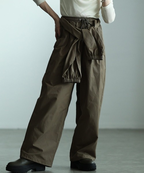 Sawa a la mode(サワアラモード)の「ウエスト巻き2wayワイドジョガーパンツ(その他パンツ・レディース・ブラウン/ブラック/アイボリー・FREE)」の1枚目の写真