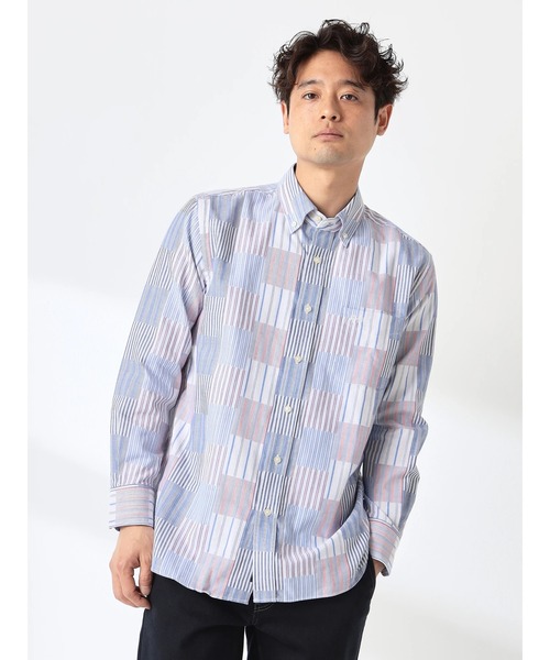 McGREGOR(マックレガー)の「ストライプパッチワーク(シャツ/ブラウス・メンズ・レッド/ブルー系その他・XL/M/L)」の1枚目の写真