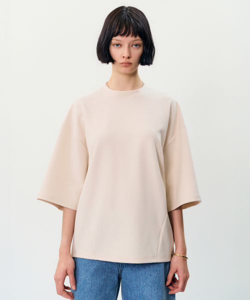 MAYVERU(メイバーユー)の「Amid T-shirt _ Beige(Tシャツ/カットソー・レディース・その他・FREE)」の1枚目の写真