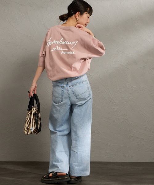 Manhattan Portage（マンハッタンポーテージ）の「【WEB先行予約】[MANHATTAN PORTAGE/マンハッタンポーテージ] 別注 手描き風ロゴ バックプリントTシャツ（Tシャツ/カットソー・レディース・ライトグレー/ブラック/ピンク・M/S/XL/L）」の6枚目の写真