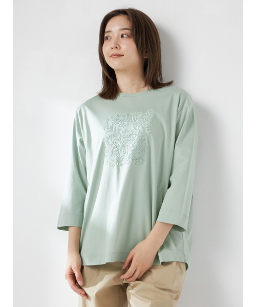McGREGOR(マックレガー)の「コード刺繍スムースロングT(Tシャツ/カットソー・レディース・ピンク/アイボリー/ミント・L/M)」の4枚目の写真