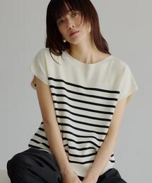 【S-XL/ひんやりタッチ】多機能フレンチスリーブニット 洗濯機OK/UVケア/毛玉になりにくい