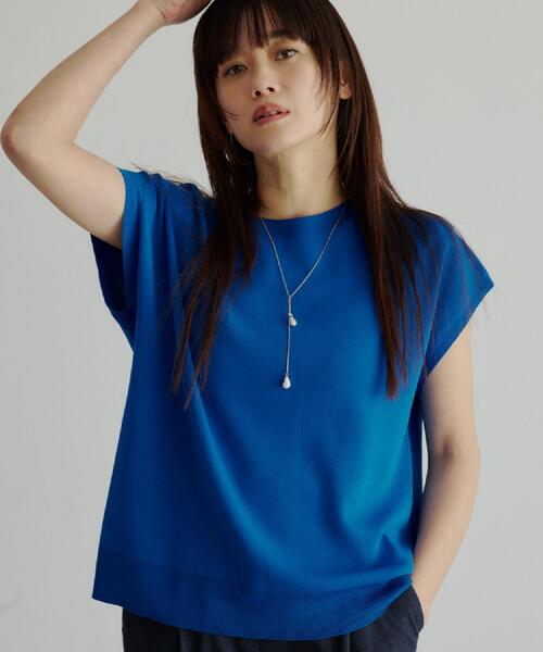 THE SHOP TK （ザ ショップ ティーケー ）の「【S-XL/ひんやりタッチ】多機能フレンチスリーブニット 洗濯機OK/UVケア/毛玉になりにくい（ニット/セーター・レディース・ブラック/ベージュ/オレンジ/アイボリー系2/ブルー系その他7/ダークブラウン/グリーン・13/11/14/12）」の6枚目の写真