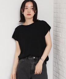 【S-XL/ひんやりタッチ】多機能フレンチスリーブニット 洗濯機OK/UVケア/毛玉になりにくい