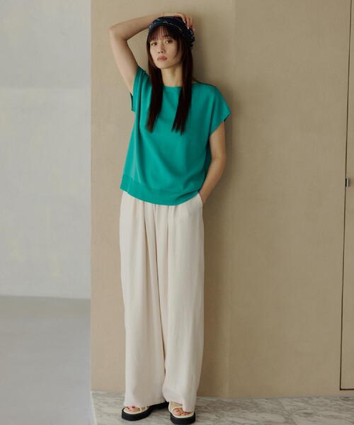 THE SHOP TK （ザ ショップ ティーケー ）の「【S-XL/ひんやりタッチ】多機能フレンチスリーブニット 洗濯機OK/UVケア/毛玉になりにくい（ニット/セーター・レディース・ブラック/ベージュ/オレンジ/アイボリー系2/ブルー系その他7/ダークブラウン/グリーン・13/11/14/12）」の14枚目の写真
