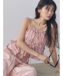 LAGUNAMOON（ラグナムーン）の「ギャザーペプラムキャミソール ビスチェ レイヤードトップス セットアップ（キャミソール）」