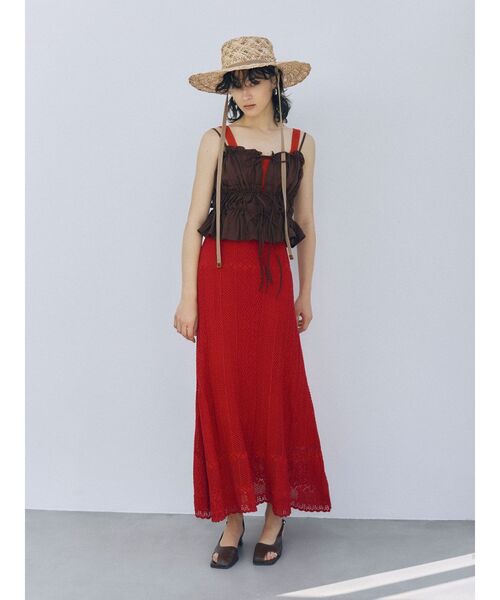 LAGUNAMOON(ラグナムーン)の「ギャザーペプラムキャミソール 【夏服】 【ビスチェ】 【セットアップ対応】(キャミソール・レディース・ブラウン/ピンク/アイボリー・FREE)」の8枚目の写真
