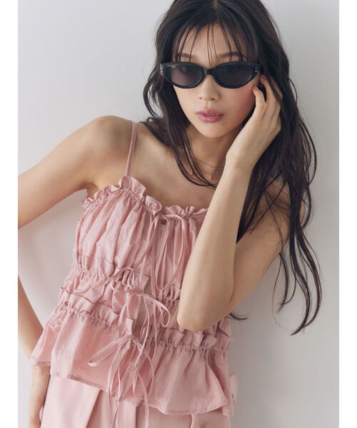LAGUNAMOON(ラグナムーン)の「ギャザーペプラムキャミソール 【夏服】 【ビスチェ】 【セットアップ対応】(キャミソール・レディース・ブラウン/ピンク/アイボリー・FREE)」の9枚目の写真