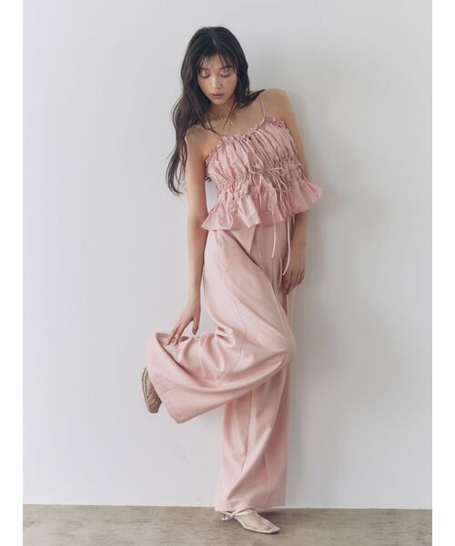 LAGUNAMOON(ラグナムーン)の「ギャザーペプラムキャミソール 【夏服】 【ビスチェ】 【セットアップ対応】(キャミソール・レディース・ブラウン/ピンク/アイボリー・FREE)」の13枚目の写真