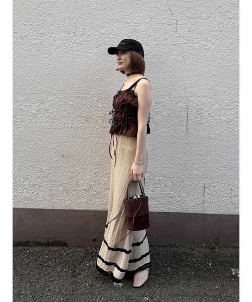 LAGUNAMOON(ラグナムーン)の「ギャザーペプラムキャミソール 【夏服】 【ビスチェ】 【セットアップ対応】(キャミソール・レディース・ブラウン/ピンク/アイボリー・FREE)」の17枚目の写真