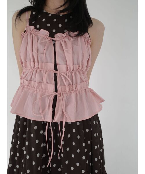 LAGUNAMOON(ラグナムーン)の「ギャザーペプラムキャミソール 【夏服】 【ビスチェ】 【セットアップ対応】(キャミソール・レディース・ブラウン/ピンク/アイボリー・FREE)」の22枚目の写真