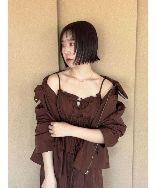 LAGUNAMOON(ラグナムーン)の「ギャザーペプラムキャミソール ビスチェ レイヤードトップス セットアップ(キャミソール・レディース・ブラウン/ピンク/アイボリー・FREE)」の7枚目の写真