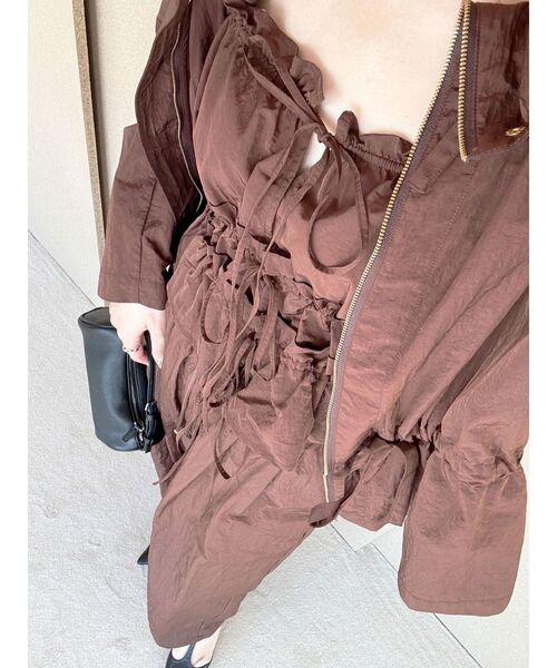 LAGUNAMOON(ラグナムーン)の「ギャザーペプラムキャミソール ビスチェ レイヤードトップス セットアップ(キャミソール・レディース・ブラウン/ピンク/アイボリー・FREE)」の9枚目の写真